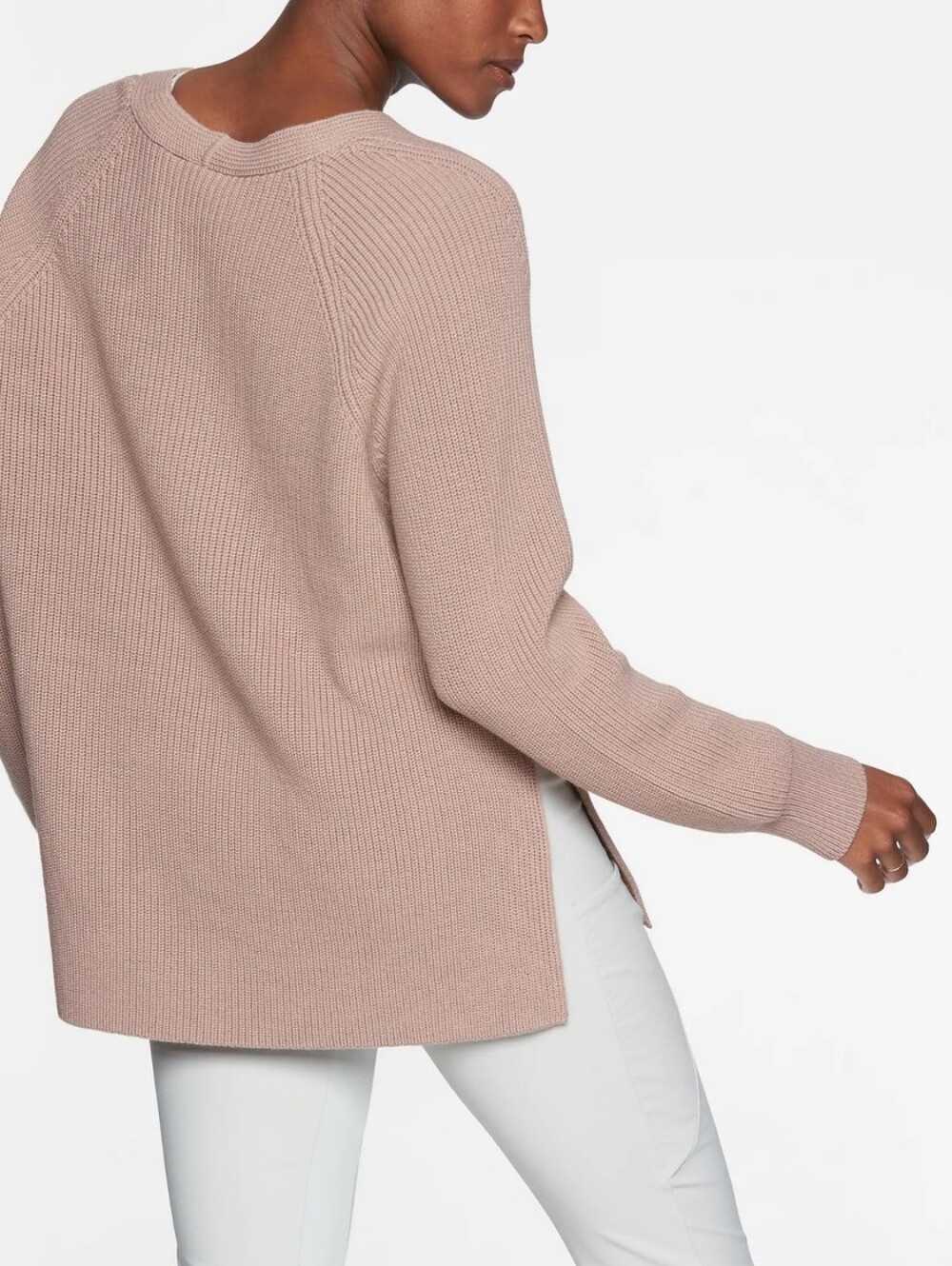 Athleta Switchback Merino Wool V-Neck Pullover Sweater Nouveau Rose Size S